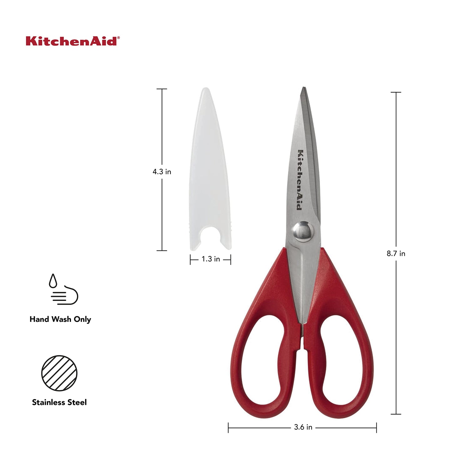 KitchenAid All Purpose Kitchen Shears with Protective Sheath for Everyday use, Dishwasher Safe Stainless Steel Scissors with Comfort Grip, 8.72-Inch, Black