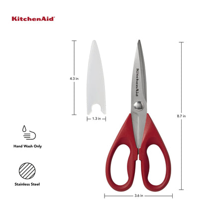 KitchenAid All Purpose Kitchen Shears with Protective Sheath for Everyday use, Dishwasher Safe Stainless Steel Scissors with Comfort Grip, 8.72-Inch, Black