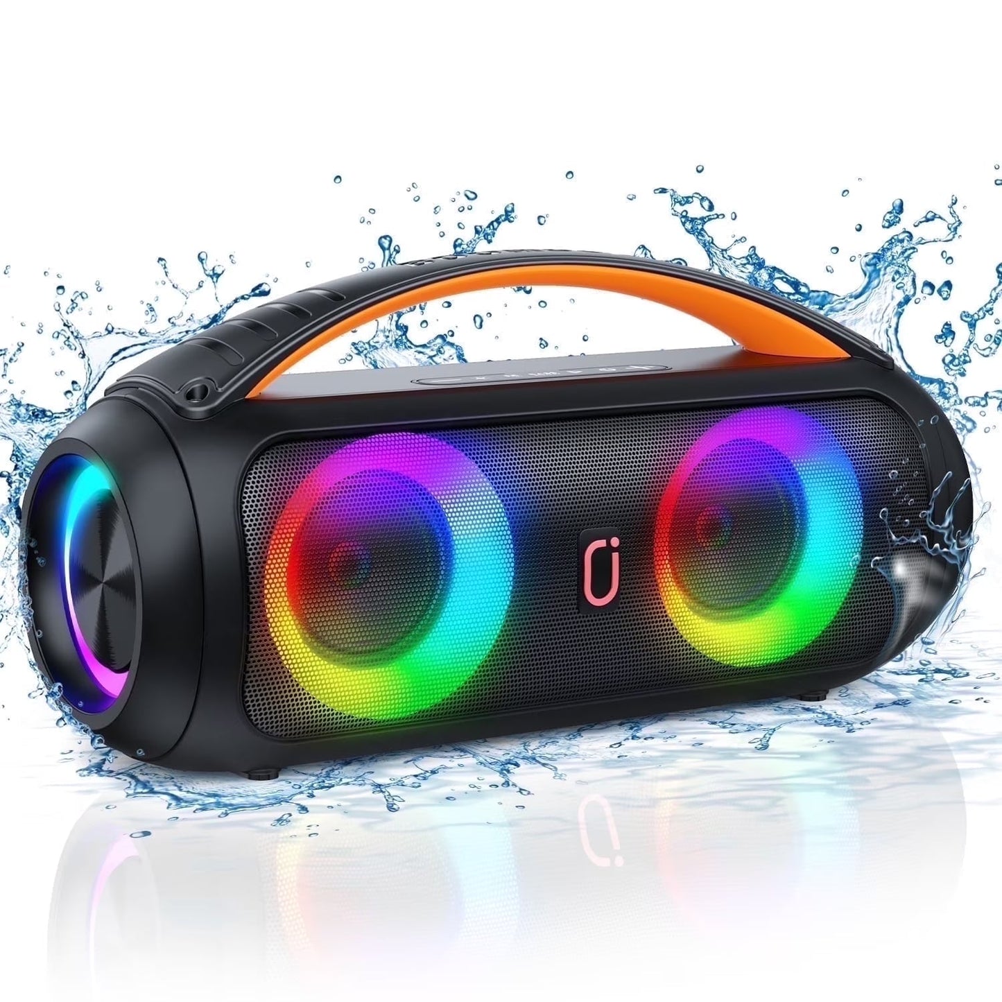 Waterproof Bluetooth Speaker, 40W Stereo Deep Bass, Portable Boombox Party Speaker, Remote Control, D16