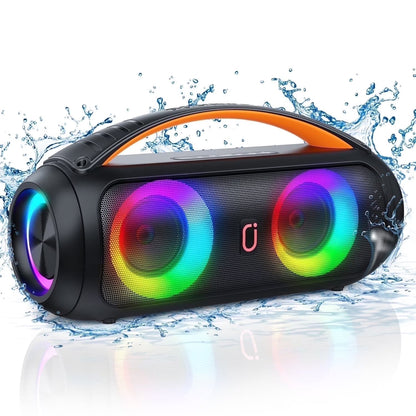 Waterproof Bluetooth Speaker, 40W Stereo Deep Bass, Portable Boombox Party Speaker, Remote Control, D16
