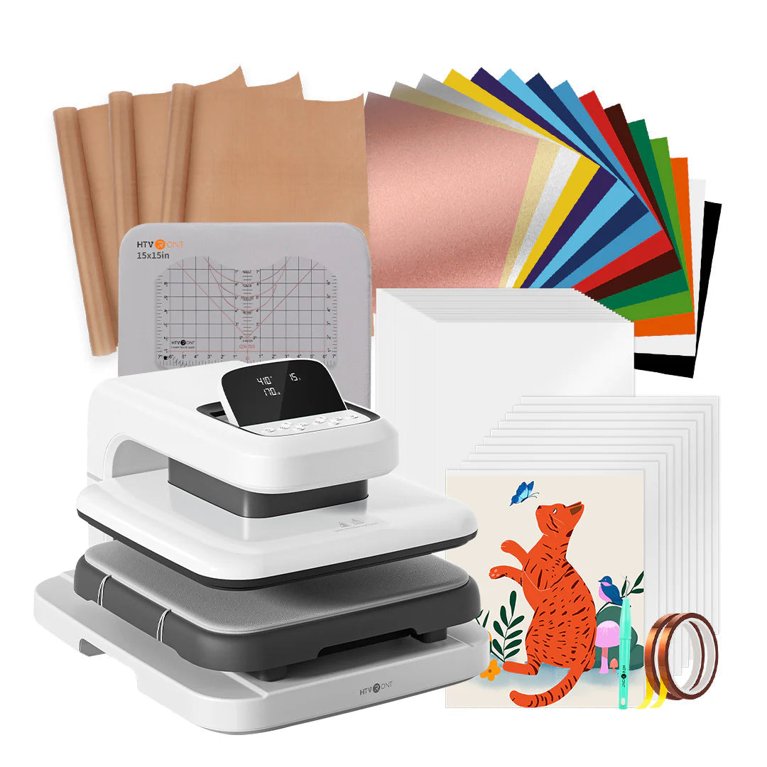 [New Customer Exclusive]Htvront Auto Heat Press 2-15X15+55 Pack Heat Press Accessories