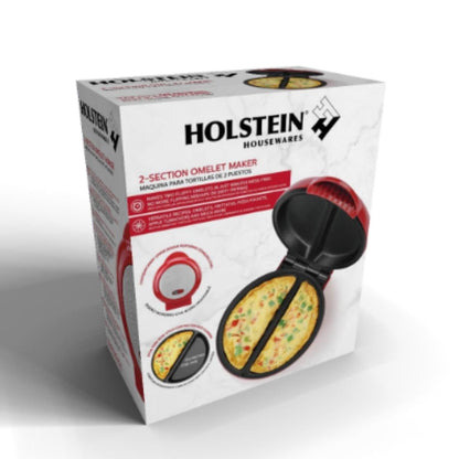 Holstein Housewares - Non-Stick Omelet & Frittata Maker, Stainless Steel - Makes 2 Individual Portions Quick & Easy (2 Section, Black)