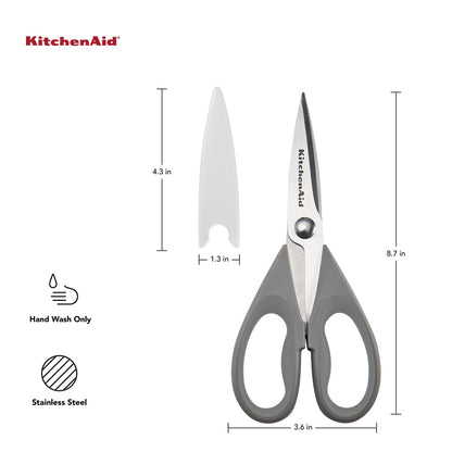 KitchenAid All Purpose Kitchen Shears with Protective Sheath for Everyday use, Dishwasher Safe Stainless Steel Scissors with Comfort Grip, 8.72-Inch, Black