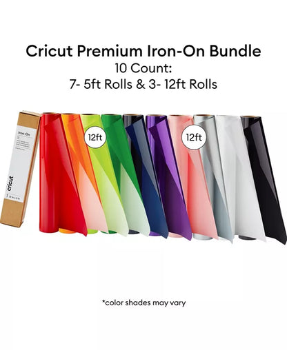 Premium Iron-On Rainbow Rolls Bundle - Bulk Multi-Colored Rainbow HTV