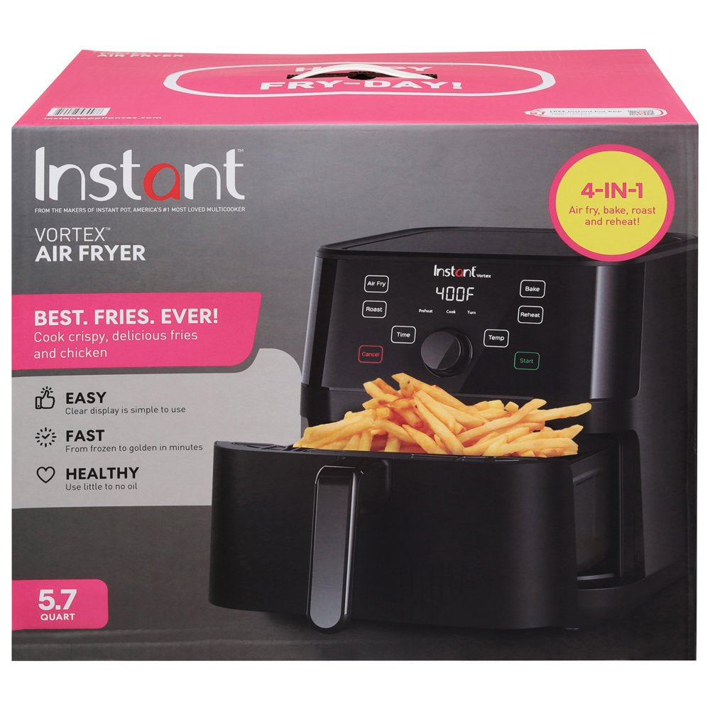 Instant Vortex 5.7-Quart Air Fryer with Customizable Smart Cooking Programs and Nonstick Dishwasher-Safe Single Basket