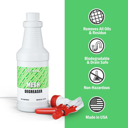 Ecotex® Screen Printing Mesh Degreaser (Quart - 32Oz.) - Silk Screen Cleaner, Oil and Residue Remover - Screen Printing Frame Degreaser and Mesh Cleaner, Eco-Friendly Screen Printing Supplies