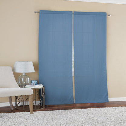 Solid Blue Moonlight Room Darkening Rod Pocket Curtain Panel Pair, 30" X 84"