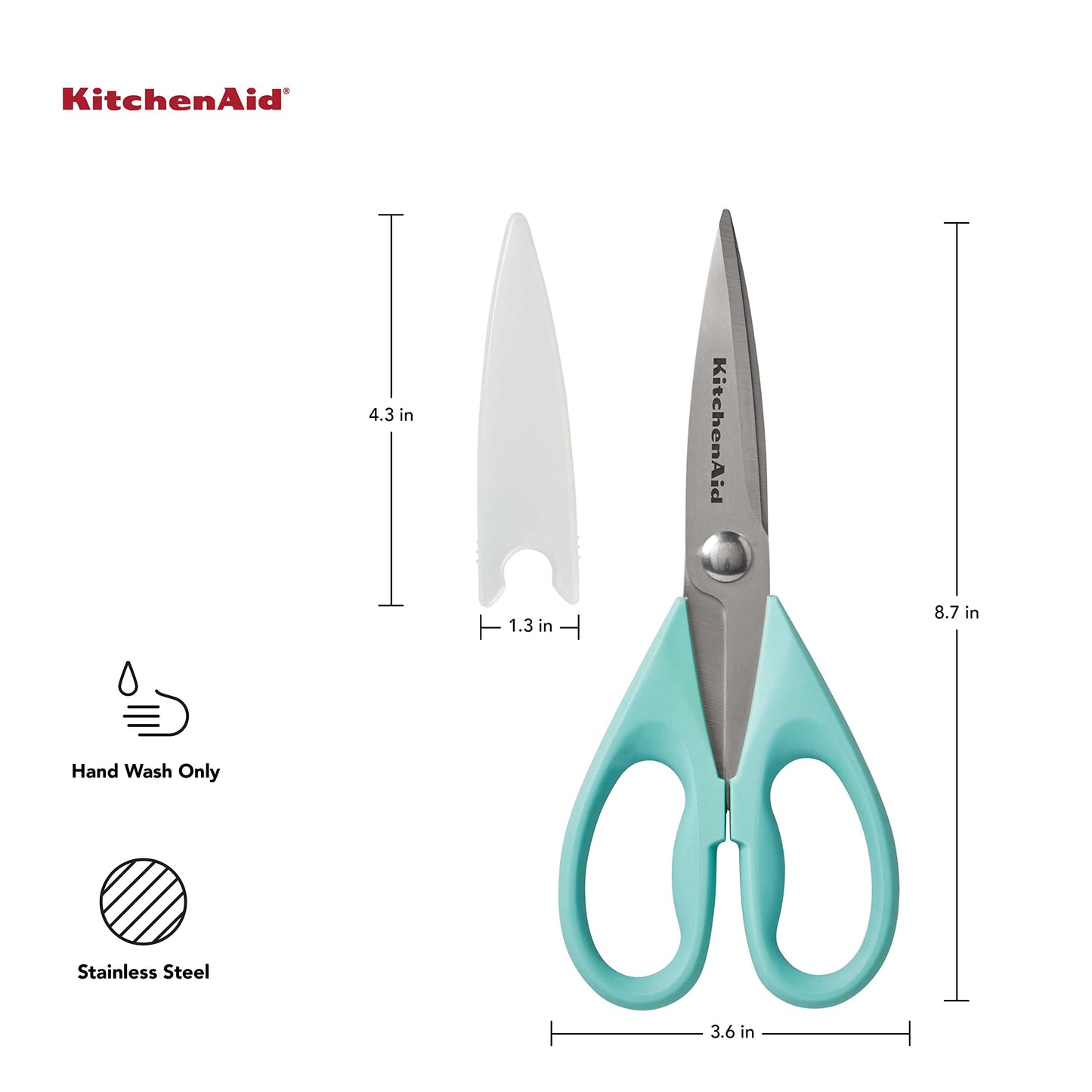 KitchenAid All Purpose Kitchen Shears with Protective Sheath for Everyday use, Dishwasher Safe Stainless Steel Scissors with Comfort Grip, 8.72-Inch, Black