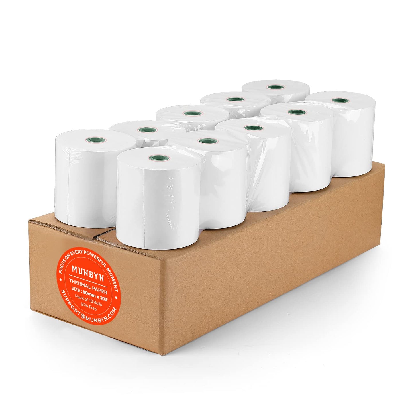 MUNBYN 2 1/4" x 50' Thermal Paper (50 Rolls), BPA Free Receipt Paper, 58mm Thermal Receipt Paper Fits All 58mm Thermal POS Printer, Square Terminal Credit Card Machines thick enough printers clearly