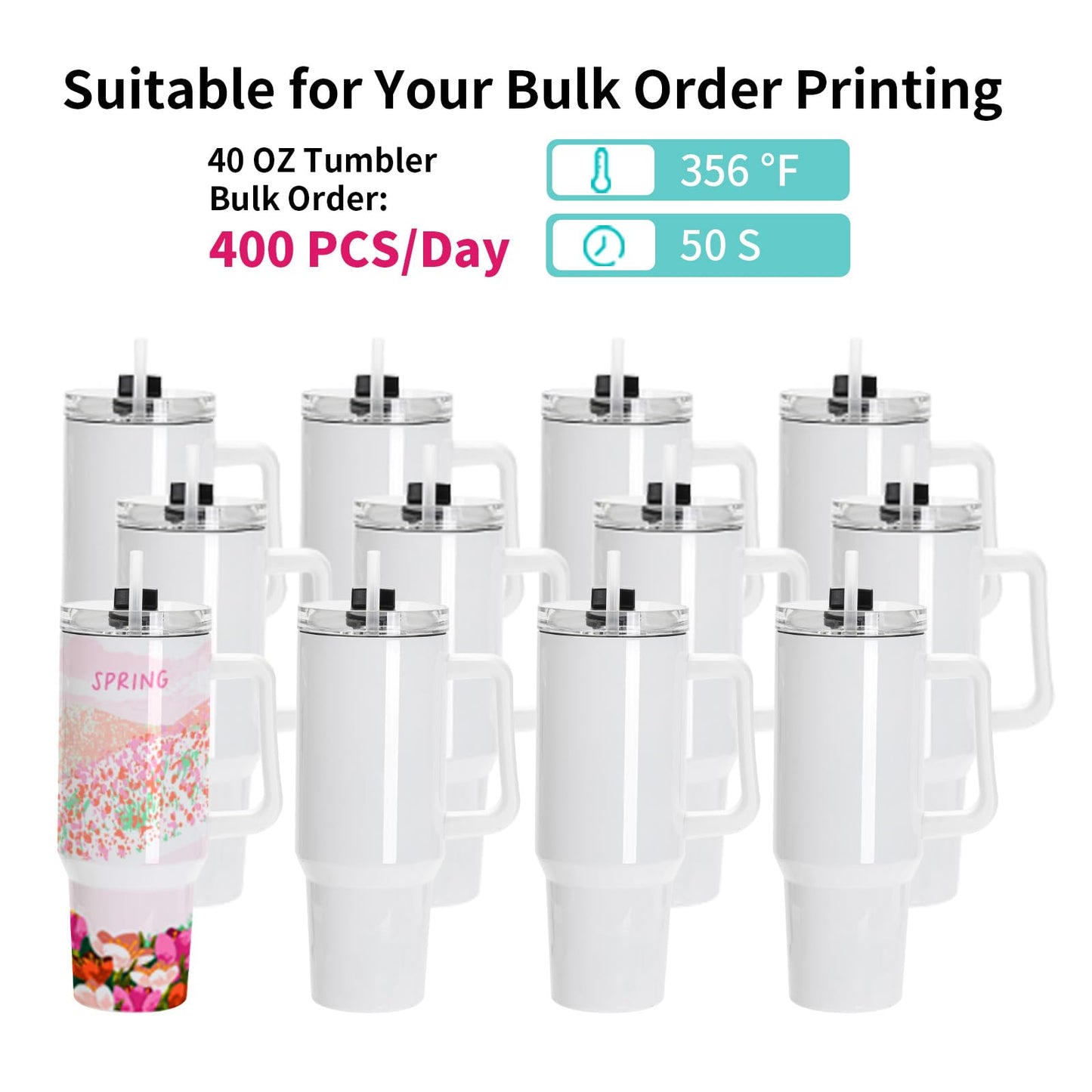 PYD Life 2 in 1 Dual 40 OZ Tumbler Heat Press Machine Double Station Combo Mug Heat Press Machine Mint Green for 40 OZ Tumbler Top and Tapered Bottom Full Wrap Sublimation Printing