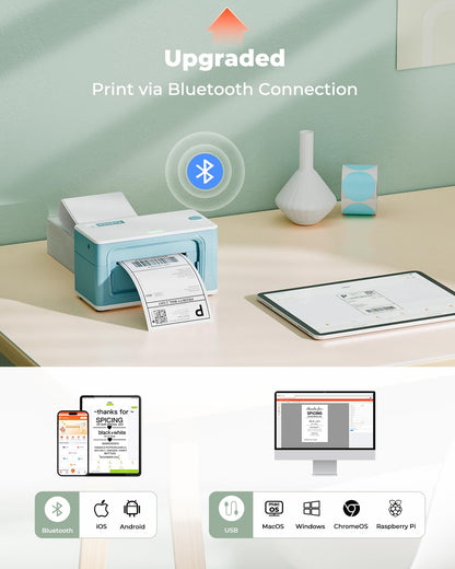 MUNBYN Bluetooth Thermal Label Printer 941B, Wireless 300DPI 4x6 Shipping Label Printer for Small Business, Compatible with Windows, Mac, iPhone, Android, PC, Ebay, Amazon, Shopify, Etsy, USPS (Pink)