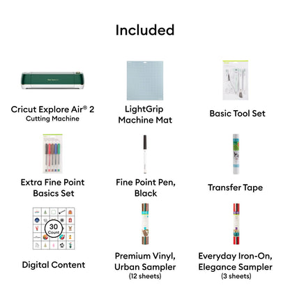 Cricut Explore Air 2 Cutting Machine (Emerald) | Ultimate Starter Kit