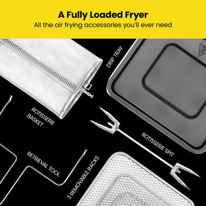 Multifunctional Digital Air Fryer+ Rotisserie, Fry, Roast & Bake, 17 Presets, XL 10L, Black
