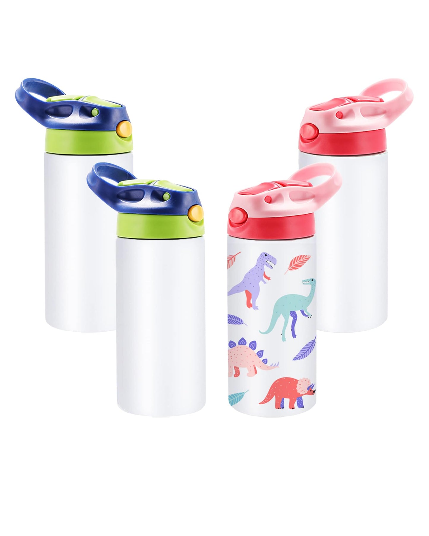 OFFNOVA 12oz Kids Sublimation Tumbler, 8 Pack Kids Sublimation Tumbler Blank with One-click Pop-up Straw and Handle for Heat Transfer, Children Sublimation Cups for Milk, Soda, Juice, Drinks