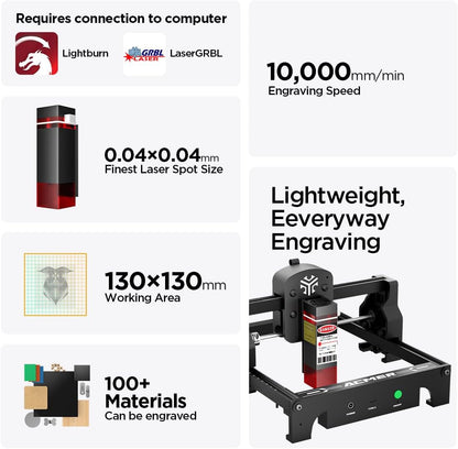 Laser Engraver S1 Portable Laser Cutter and Engraver CNC Machine for DIY,Wood,Metal,Acrylic,Leather,etc. (S1 3.5W)