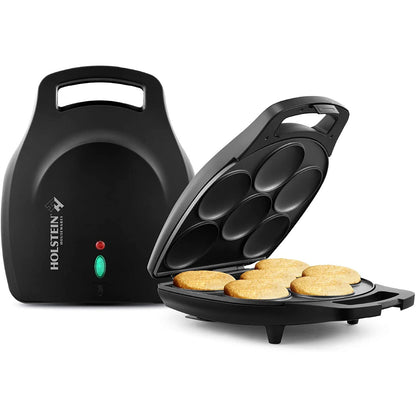 Holstein Housewares Arepa Maker - Non-Stick 6-Section Multi-Food Maker - Make Delicious Arepas, Pancakes, Corncakes, Tosti Arepa - Easy-to-Use - 6-PC - Black