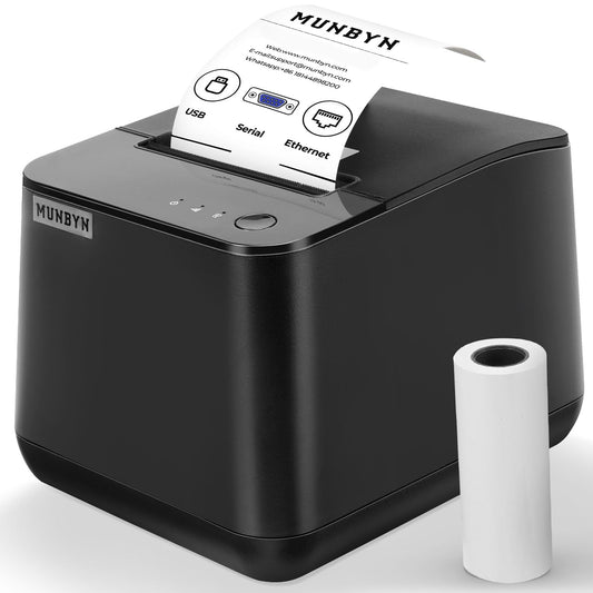 MUNBYN Thermal Receipt Printer P075, 3 1/8" 80mm POS Printer, USB Receipt Printers with Auto Cutter Support Cash Drawer, USB Serial Ethernet Interface for Windows/Android/Mac/Linux