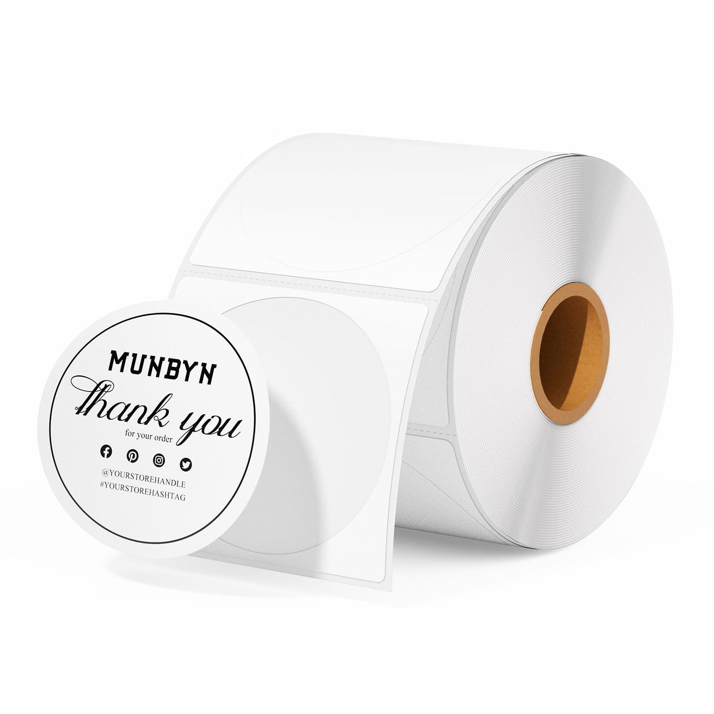 MUNBYN 2 Inch Circle Thermal Sticker Labels, Self-Adhesive Round Direct Thermal Labels, Multi-Purpose Roll Thermal Stickers for Business-750 Labels/1 Roll