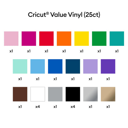 Cricut® Value Permanent Vinyl, 25ft Rainbow Sampler 12in x 12in (25 Count)