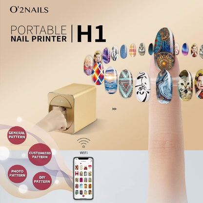 O2NAILS Smart Nail Printer H1 Nail Art Printing Machine With Metal Case for Home Usage Nail Salon