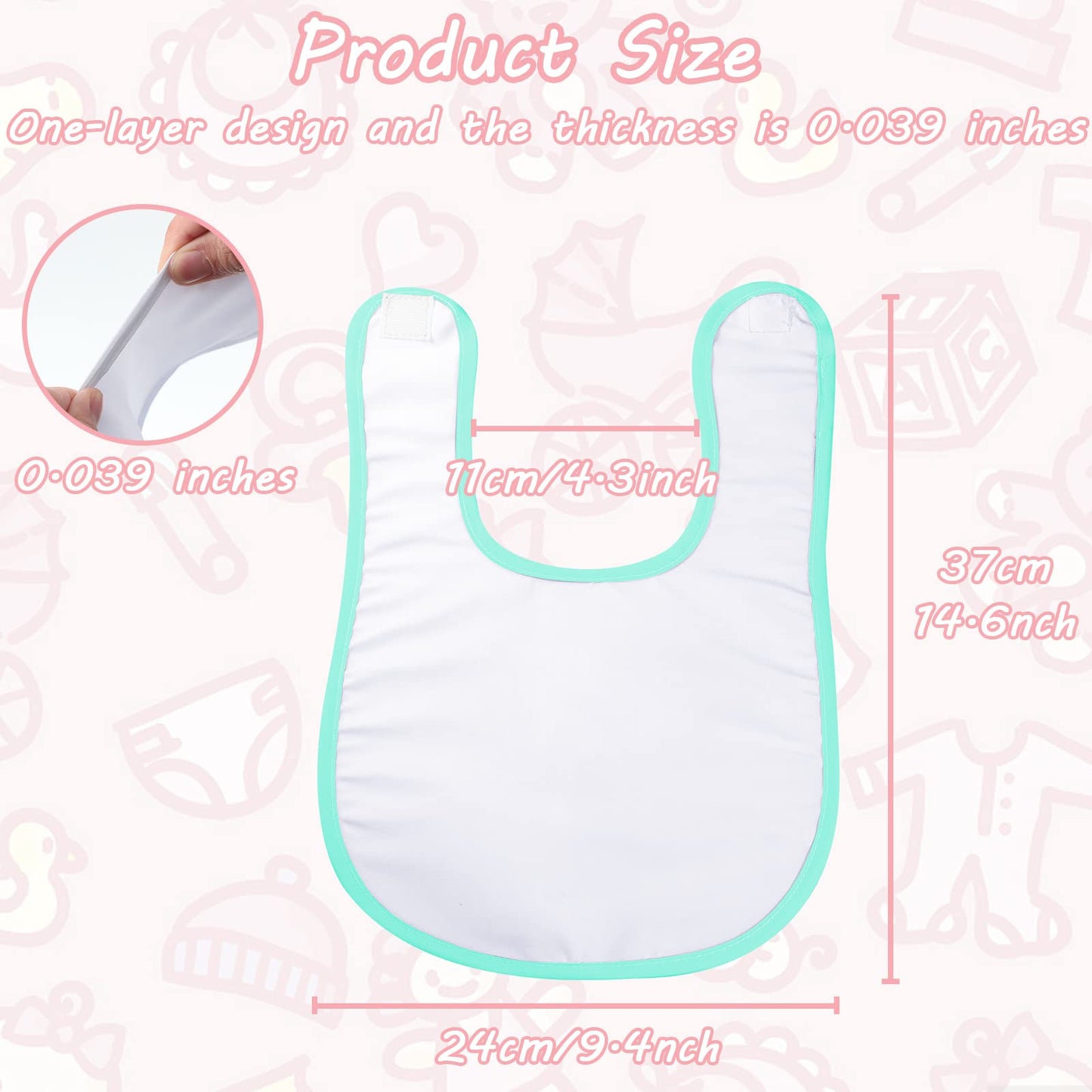 Geyoga 20 Pieces Sublimation Blanks White Bibs for Baby Decorating Washable Reusable Fabric Bibs