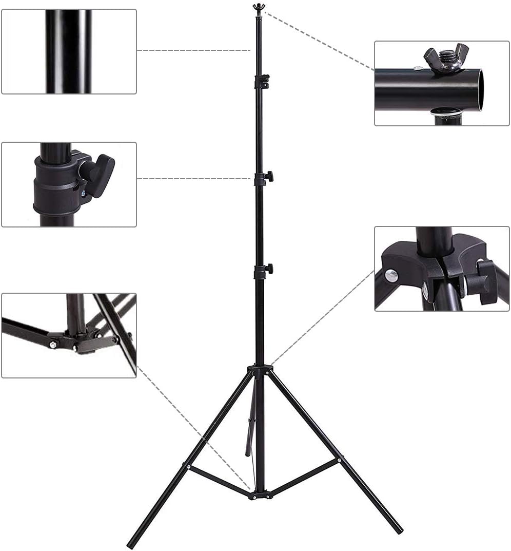 Photo Background Support System with 8.5 x 10ft Backdrop Stand Kit, 100% White Cotton Muslin Backdrop,Clamp, Carry Bag for Photography Video Studio