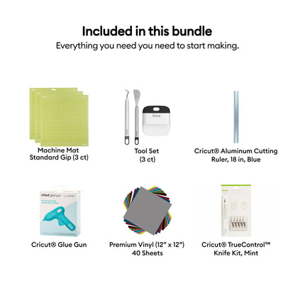 Cricut Ultimate Starter Kit - Premium Removable Vinyl, Mats, Knife Kit, Glue Gun, Cutting Ruler, & Tool Kit (for Maker & Explore Family Machines)