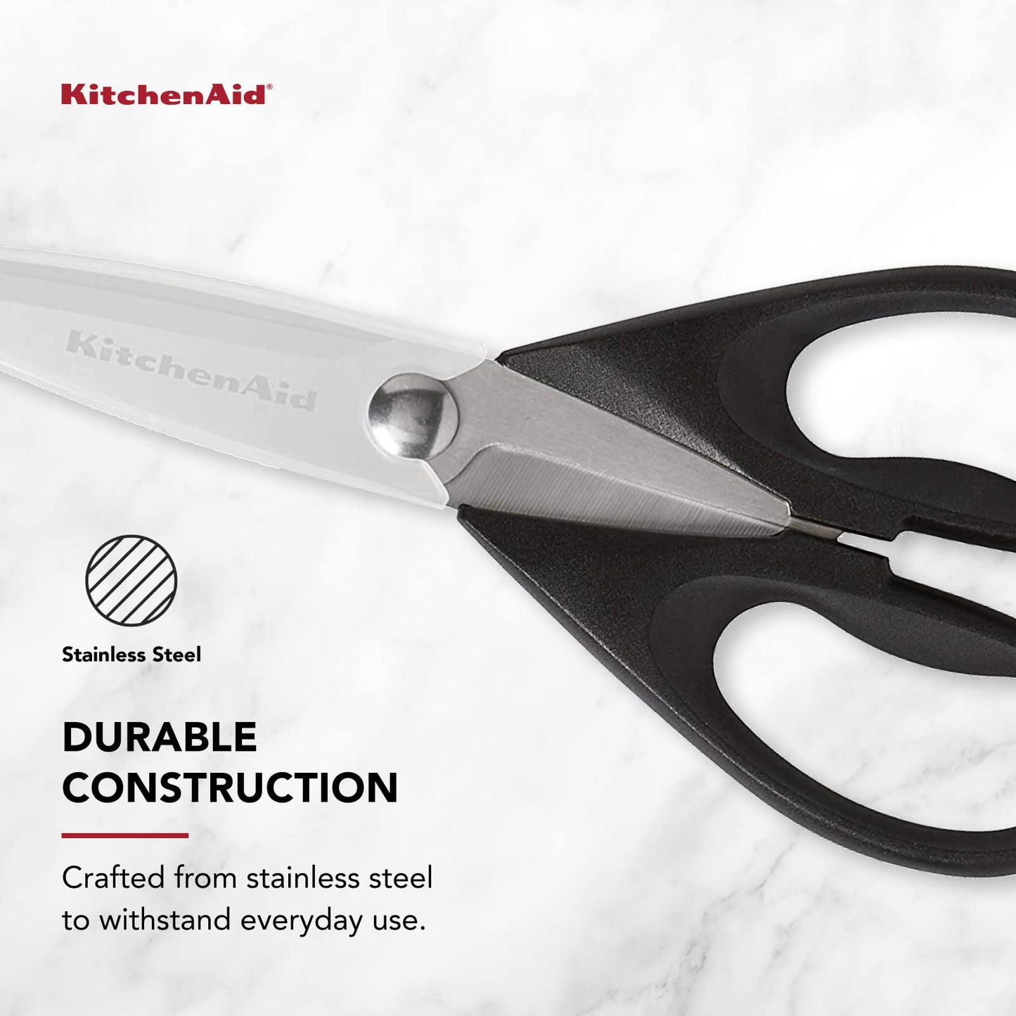 KitchenAid All Purpose Kitchen Shears with Protective Sheath for Everyday use, Dishwasher Safe Stainless Steel Scissors with Comfort Grip, 8.72-Inch, Black