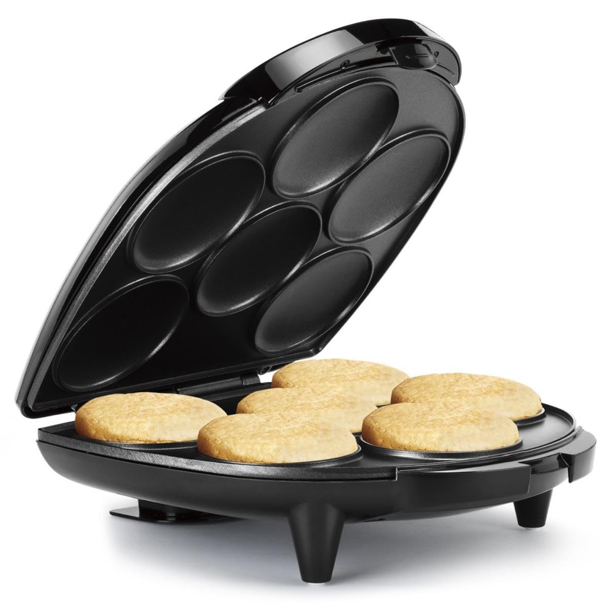 Holstein Housewares Arepa Maker - Non-Stick 6-Section Multi-Food Maker - Make Delicious Arepas, Pancakes, Corncakes, Tosti Arepa - Easy-to-Use - 6-PC - Black