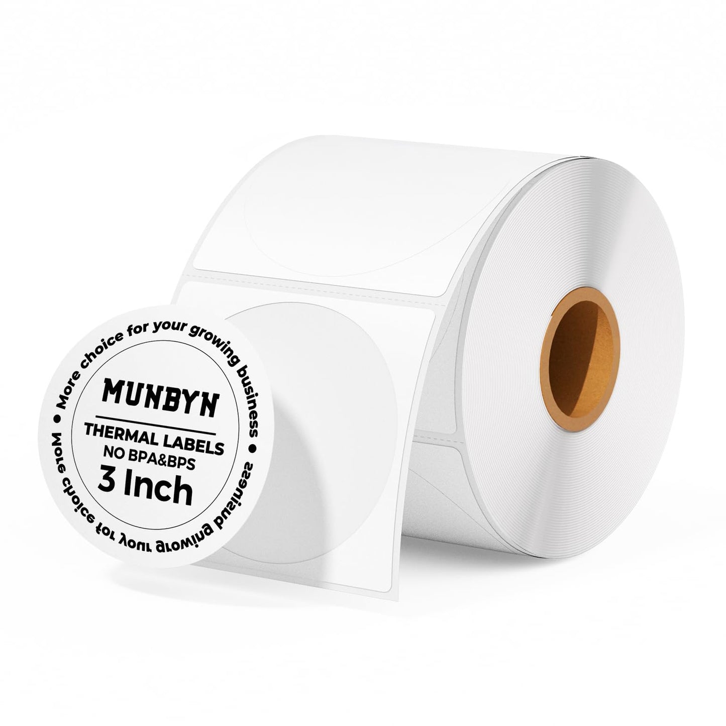 MUNBYN 2 Inch Circle Thermal Sticker Labels, Self-Adhesive Round Direct Thermal Labels, Multi-Purpose Roll Thermal Stickers for Business-750 Labels/1 Roll