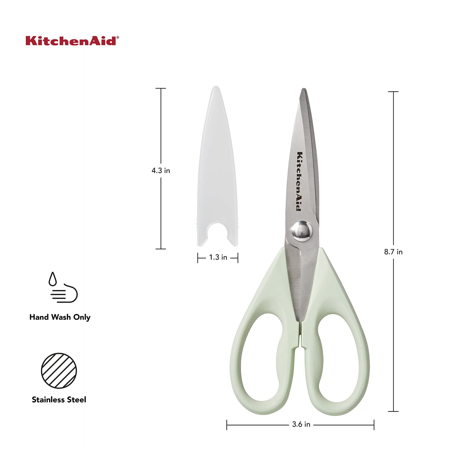 KitchenAid All Purpose Kitchen Shears with Protective Sheath for Everyday use, Dishwasher Safe Stainless Steel Scissors with Comfort Grip, 8.72-Inch, Black