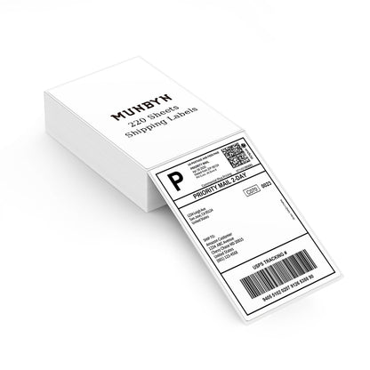 MUNBYN Thermal Direct Shipping Label (Pack of 500 4x6 Per Fanfold Labels) - Commercial Grade