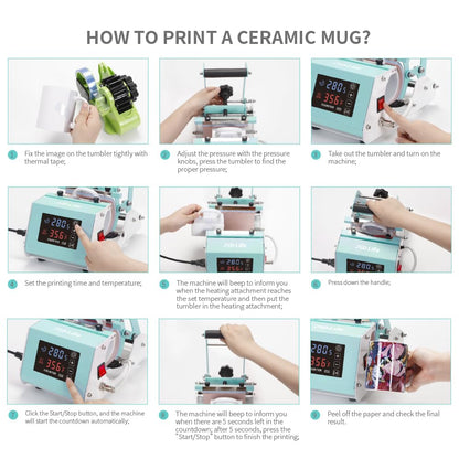 PYD Life 110 V Mini Mug Heat Press Machine Mint Green Tumbler Heat Press Machine Touch Screen for 11 OZ-15 OZ Sublimation Mugs 18 OZ Sublimation Glass Can,for Infusible Ink Sheets Sublimation Paper