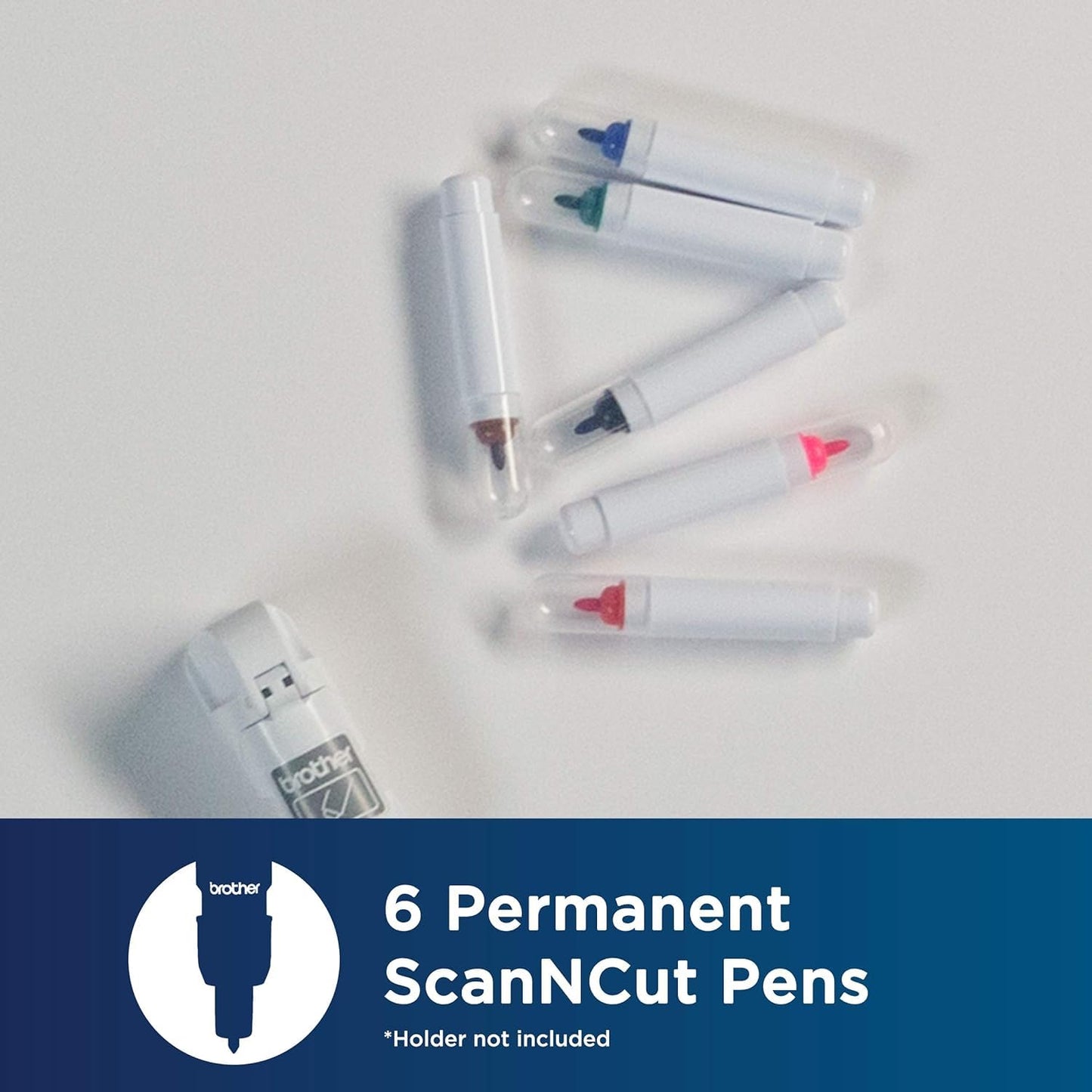 Brother ScanNCut Pen Set CAPEN1, 6-Piece Color Permanent Ink Markers for Drawing and Writing, Includes Red, Pink, Brown, Black, Blue and Green