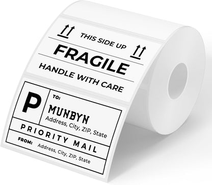 MUNBYN 3x2 Inch White Thermal Labels, Thermal Sticker Labels, Thermal Stickers for Price, Barcode, Mailing, Name, 500 Labels/1 Roll