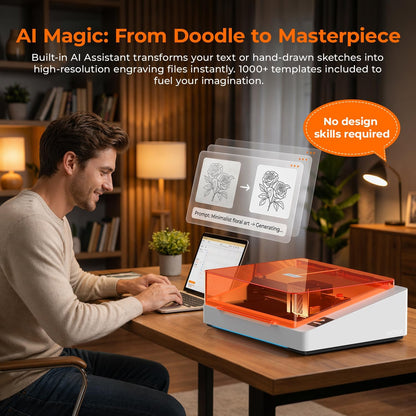 TOOCAA NOVA 10W Smart AI Laser Engraver & Cutter, 5MP AI Positioning Camera & Auto Focus, Fully Enclosed Class 1 Safety, Air Assist, Dual-Channel Exhaust for Cleaner Cuts & Less Smoke