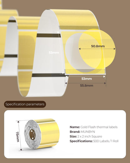 MUNBYN 2 Inch Transparent Round Thermal Labels, Self Adhesive Circle Clear Waterproof Thermal Labels, Multipurpose Roll Direct Thermal Sticker for DIY Logo Design, 500 Labels/1 Roll