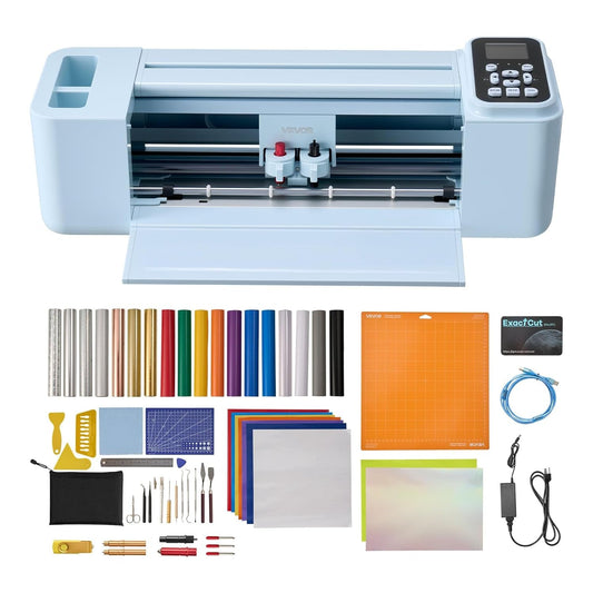VEVOR Vinyl Cutting Machine, 12 In, Button and Screen Controlled Vinyl Cutter with Materials and Tool Kit, 5000+ Built-In Design Resources, Compatible with Mac, Windows, Android and Ios, for Crafts