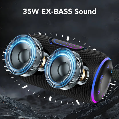 Portable Bluetooth Speaker, IPX7 Waterproof Wireless Speaker, 35W Loud Stereo Sound, 30H Playtime, 10 Colorful RGB Lights, TWS Pairing, Bluetooth 5.4 for Outdoor/Home/Party, Gift Ideas