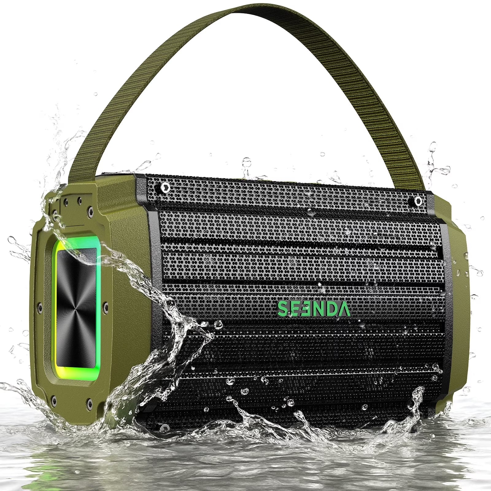 Bluetooth Speaker, 80W, Subwoofer, RGB Lights, 10H Playtime, IPX6 Waterproof Portable Wireless Speaker with Handle for Outdoors, Camping, Beach