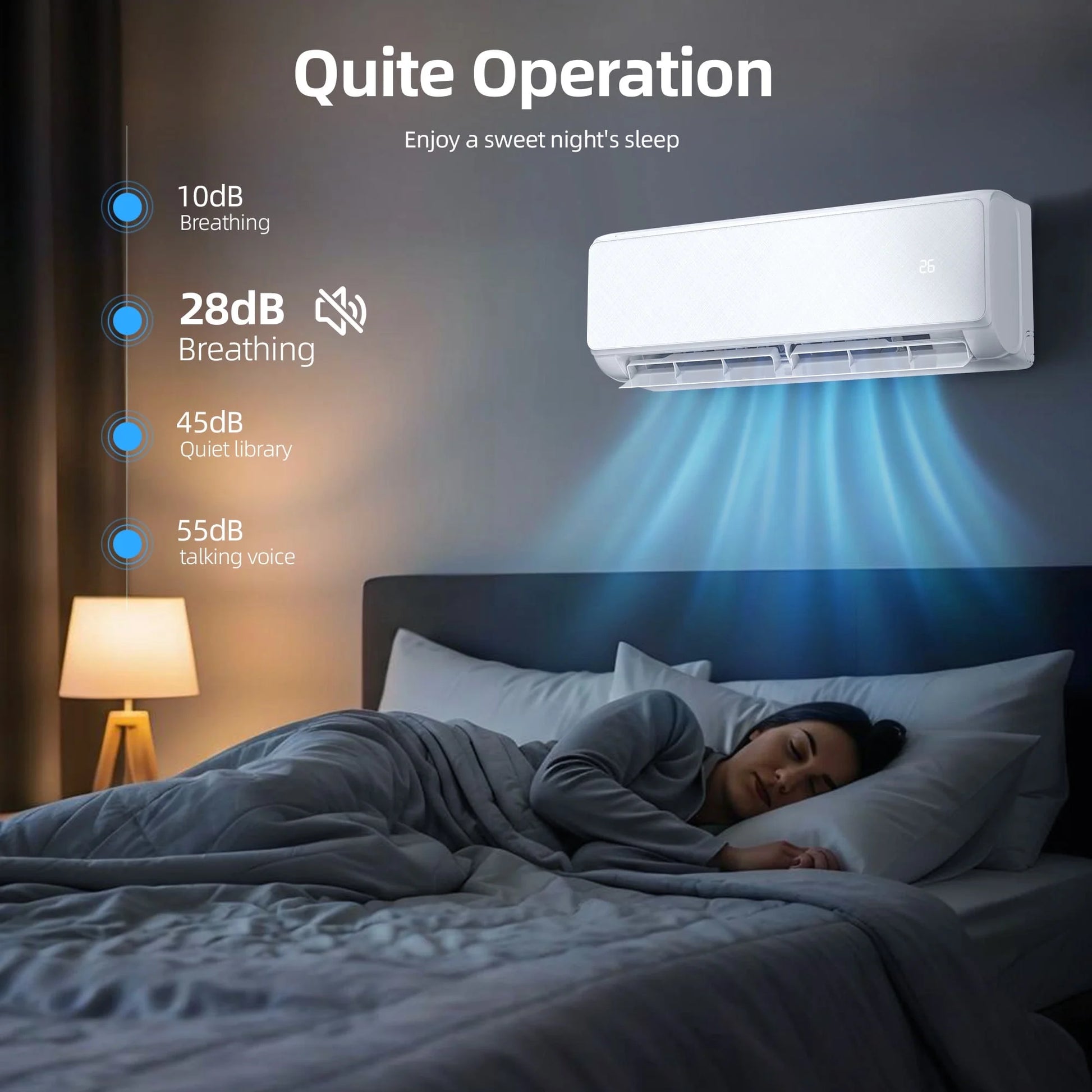 12000 BTU Split Air Conditioner & Heat, with Remove Control ,Wifi, 22 SEER2 Energy Efficient 115V ,Ductless Air Conditioner, For750 Sq.Ft