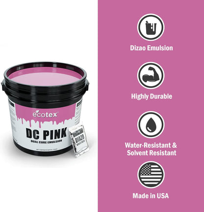 Ecotex DC Pink Screen Printing Emulsion (Pint - 16Oz.) - Diazo Required Photo Emulsion for Silk Screens and Fabric - for Plastisol and Water Based Ink, Printing Supplies