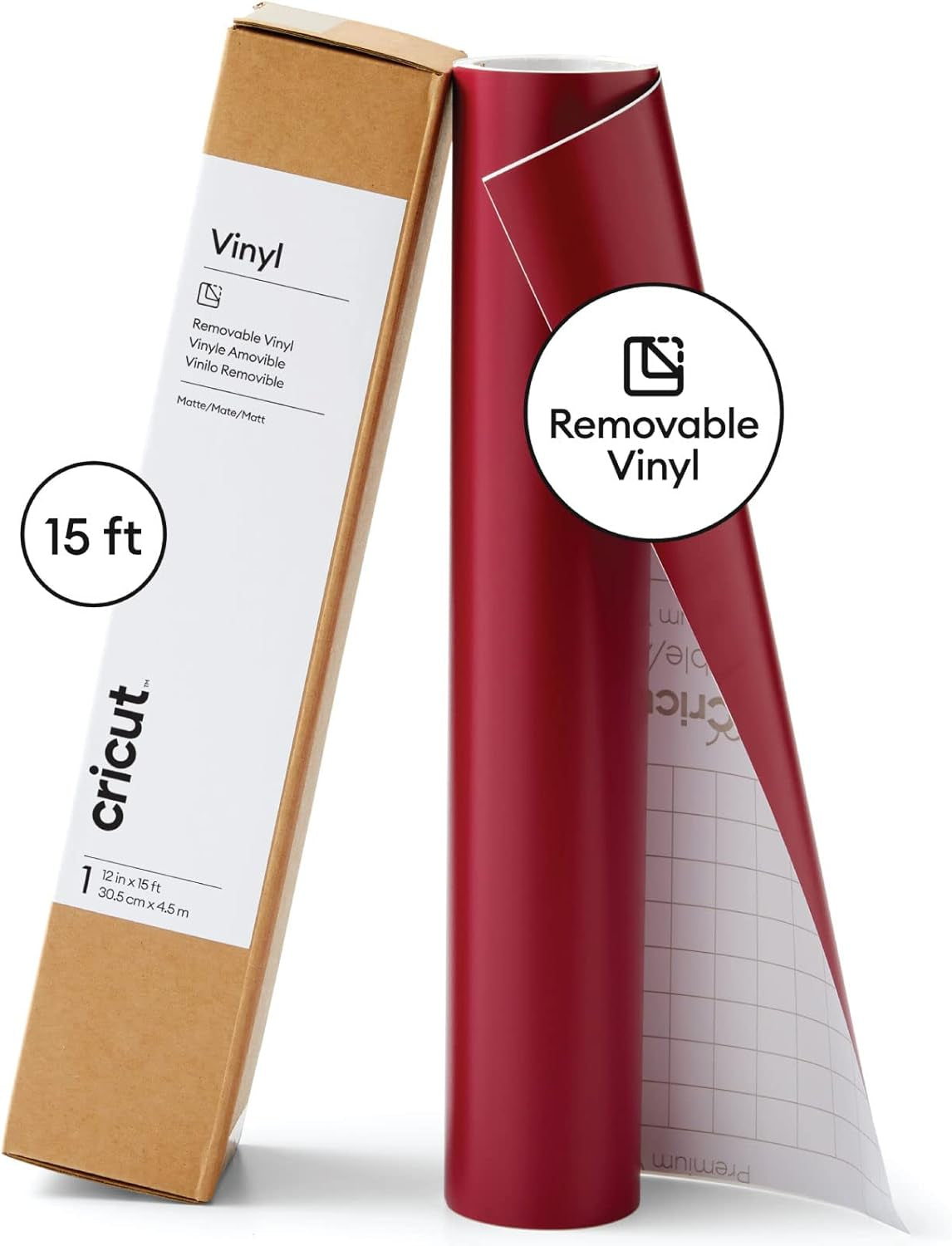 Cricut Premium Removable Vinyl, Wine (12In × 15Ft), No-Residue Easy Removal up to 2 Years, Perfect for Indoor-Outdoor DIY Projects & Removable Decals, Compatible with Cricut Machines