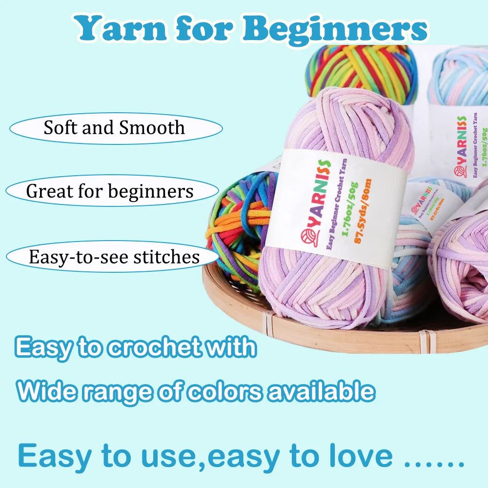 Yarniss Easy Crochet Beginner Yarn for Adults,12 Pack Cotton Yarn for Crocheting and Knitting Project