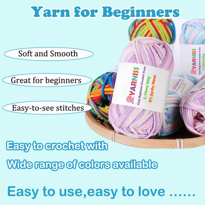 Yarniss Easy Crochet Beginner Yarn for Adults,12 Pack Cotton Yarn for Crocheting and Knitting Project