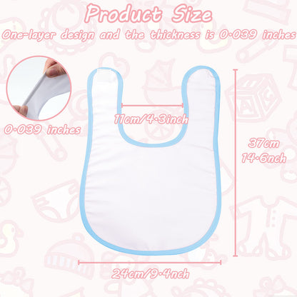 Geyoga 20 Pieces Sublimation Blanks White Bibs for Baby Decorating Washable Reusable Fabric Bibs