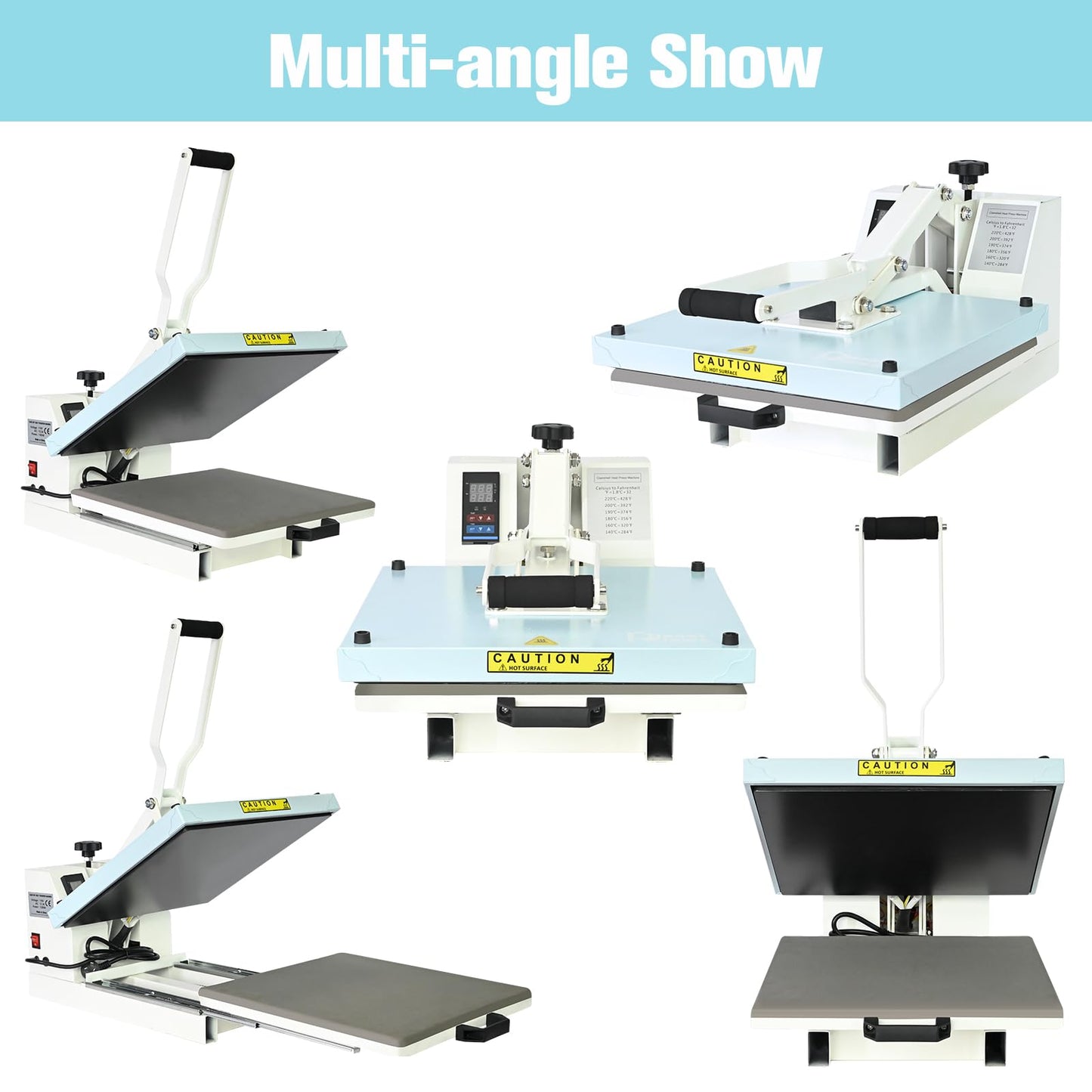 Heat Press 15x15 inch Industrial Quality with Adjustable Pressure, Slide Out Heat Transfer Machine for T-Shirt, Blue