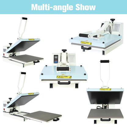 Heat Press 15x15 inch Industrial Quality with Adjustable Pressure, Slide Out Heat Transfer Machine for T-Shirt, Blue
