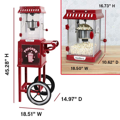 West Bend Stir Crazy Movie Theater Popcorn Popper, Gourmet Popcorn Maker with Nonstick Popcorn Kettle, Measuring Tool and Scoop , 4 Qt, Blue