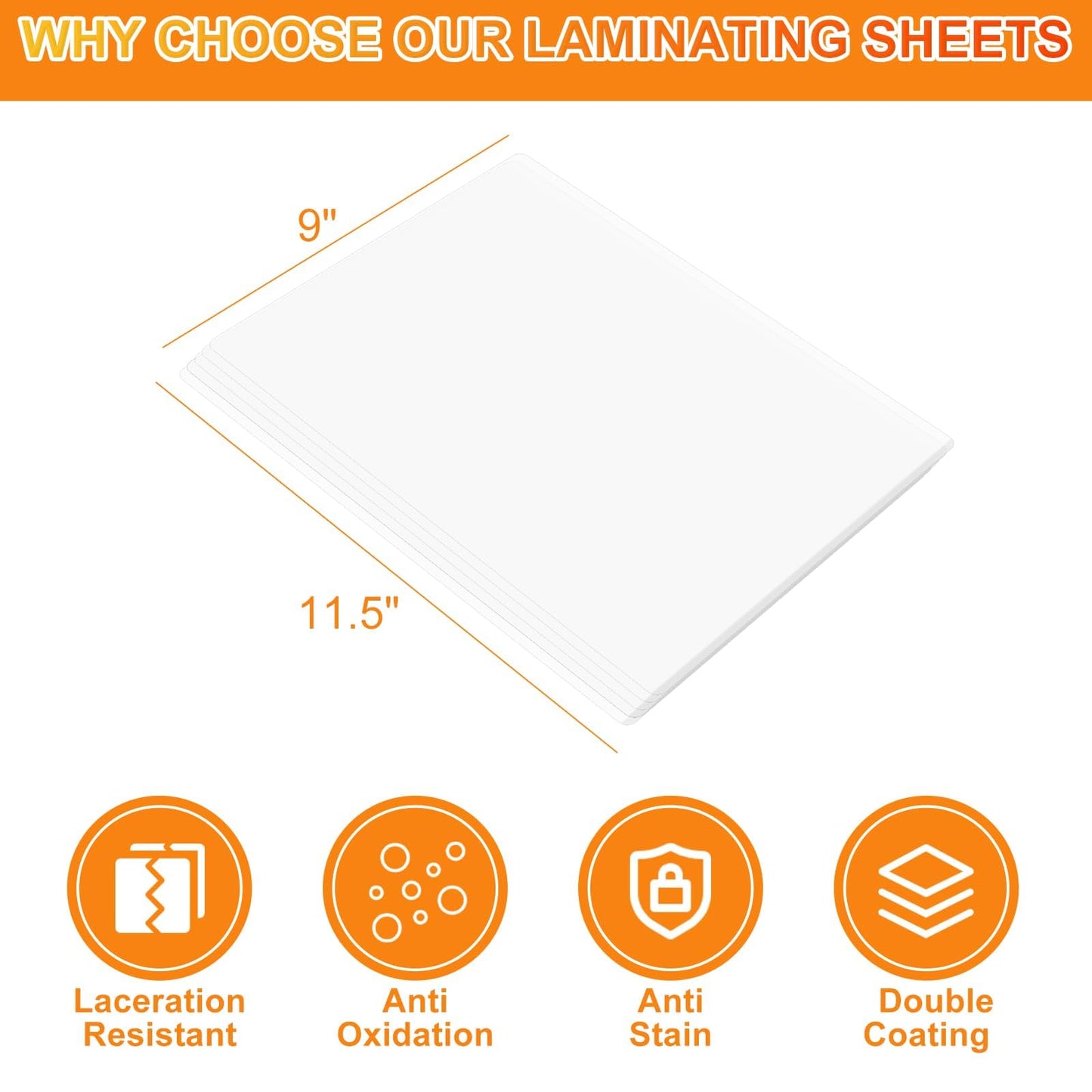 CAREGY Thermal Laminating Pouches, 1200 Pack Laminating Sheets, 3 Mil, 9 x 11.5 Inches Lamination Sheet Paper for Laminator, Clear, Letter Size, Office and School Supplies